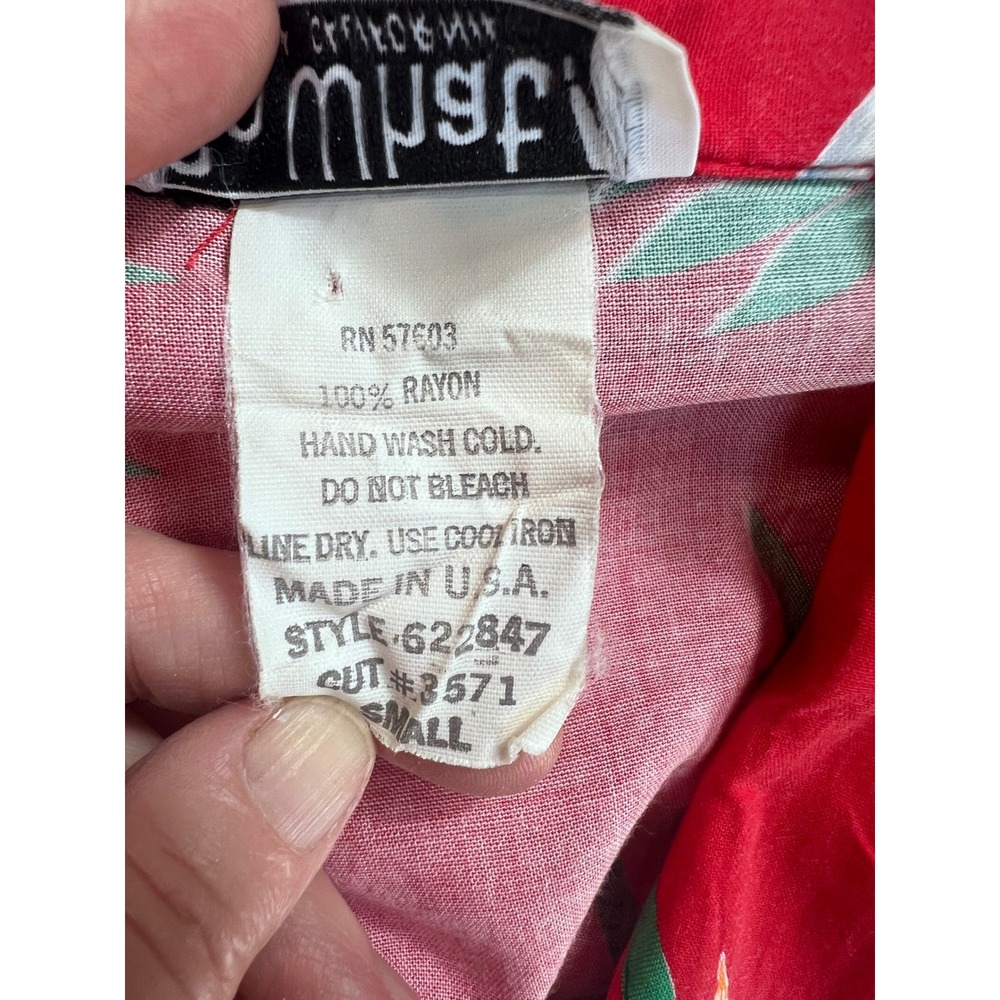 So What! of California Vintage Tropical Floral Blazer Red Rayon USA Small - Picture 10 of 10